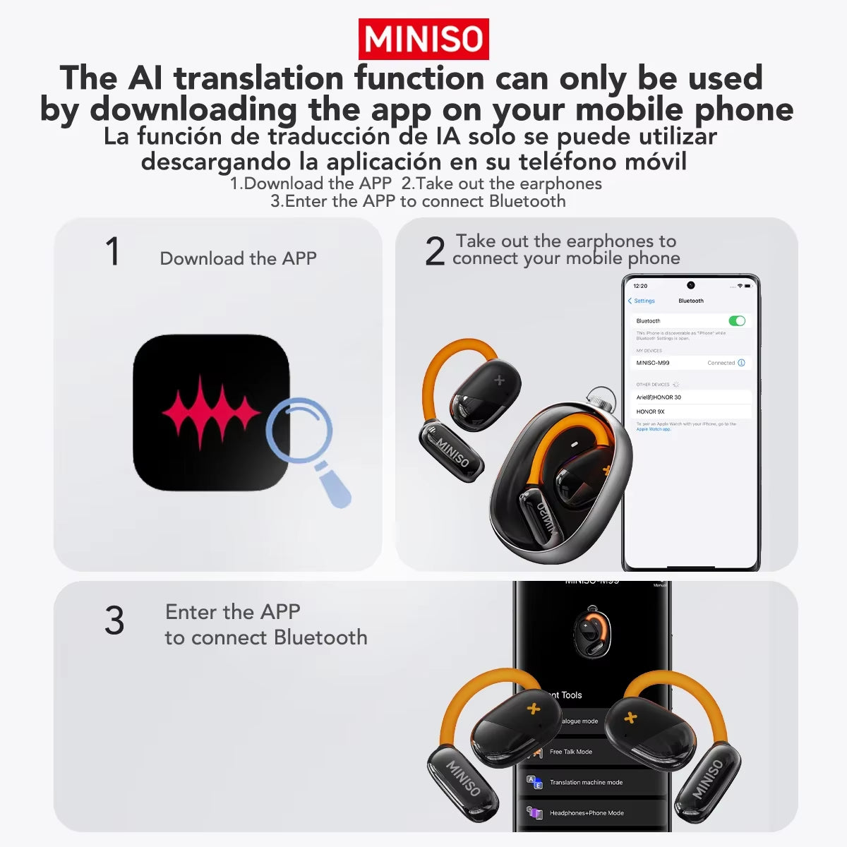 [AI Translator Earphone]  M99 Bluetooth Translation Earbuds Sleep ASMR Headset DIY APP AI Wireless Headphones Open Back