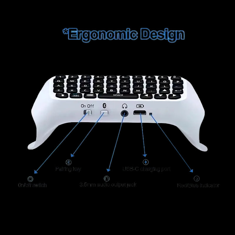Wireless Keyboard for PS5 Controller Handle Bluetooth External Keyboard for Playstation5 Chatpad Bluetooth Keyboard
